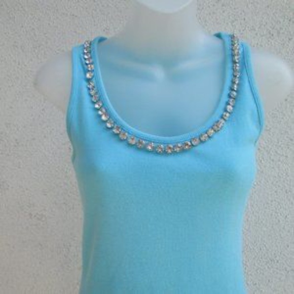 INC Jewel Neck Ribbed Tank Top M - Picture 3 of 7